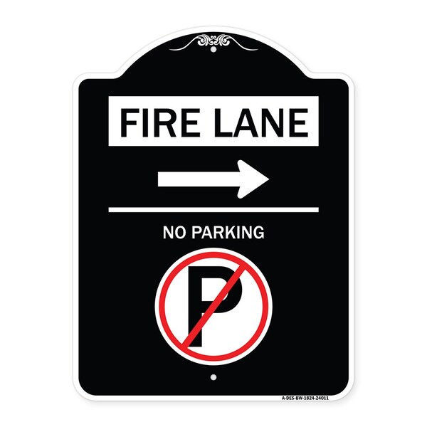 Signmission Fire Lane No Parking Heavy-Gauge Aluminum Architectural Sign, 24" x 18", BW-1824-24011 A-DES-BW-1824-24011 - main